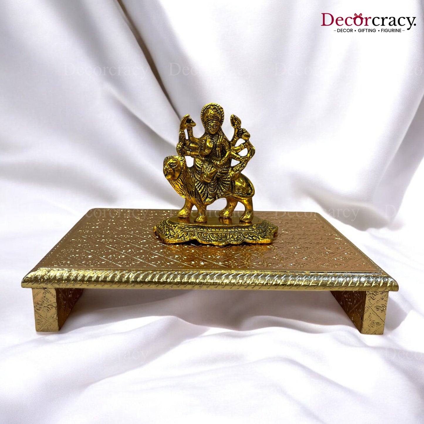 Rajwadi Patla Chowki for Pooja 8*12" Wooden Golden