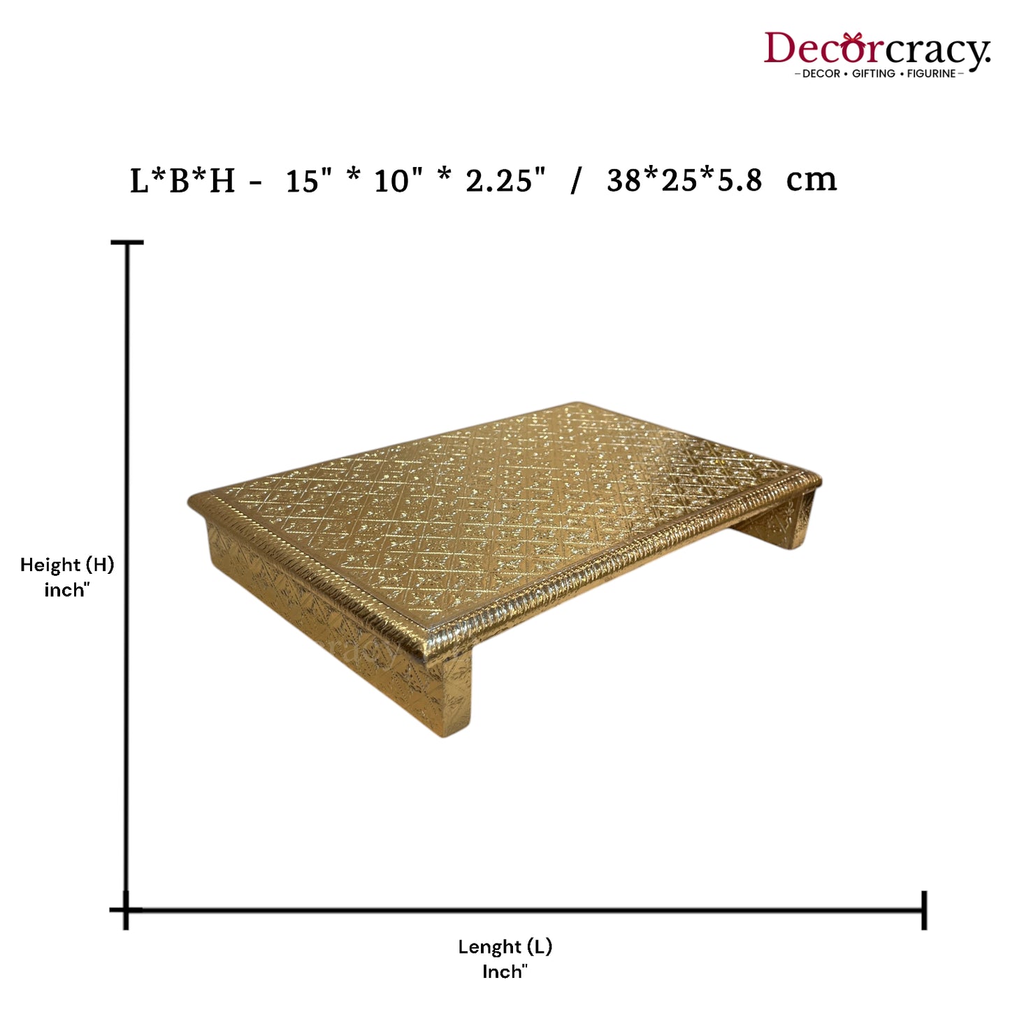 Rajwadi Patla Chowki for Pooja 10*15" Wooden Golden