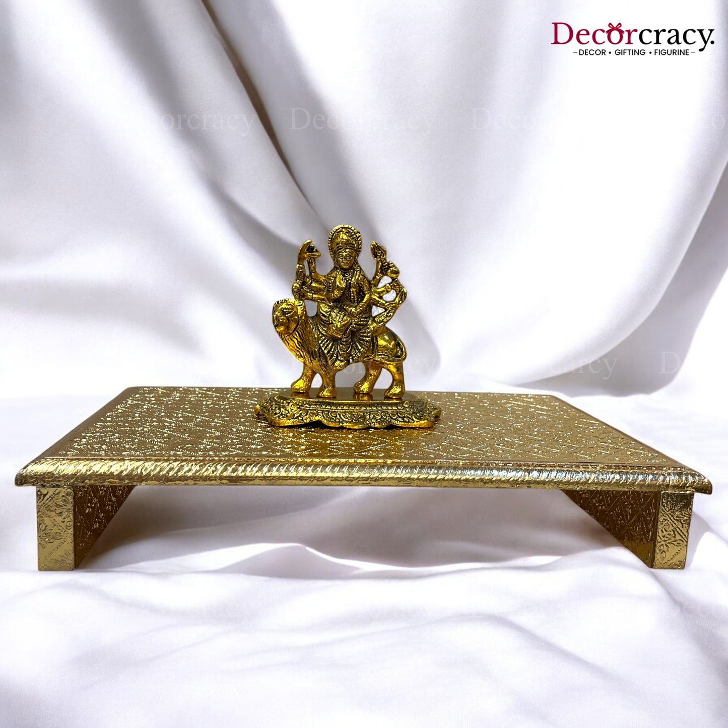 Rajwadi Patla Chowki for Pooja 10*15" Wooden Golden