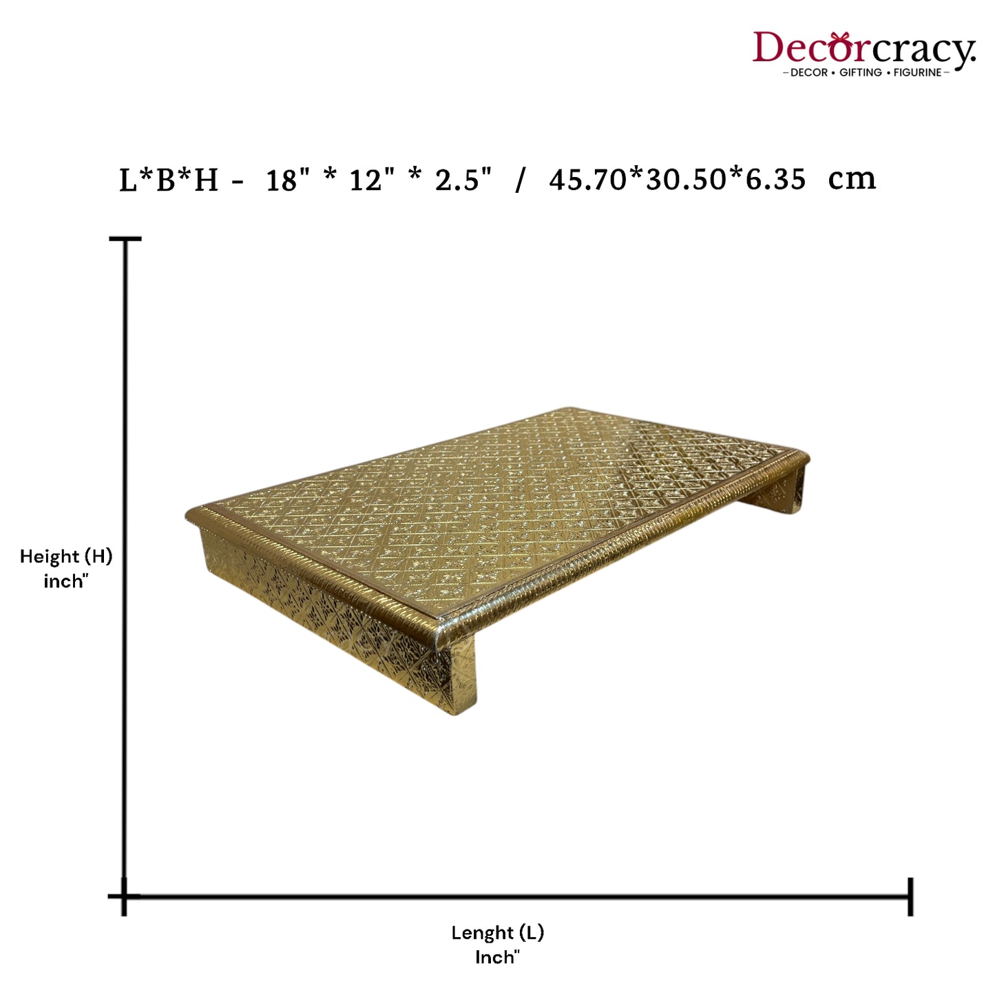 Rajwadi Patla Chowki for Pooja 12*18" Wooden Golden