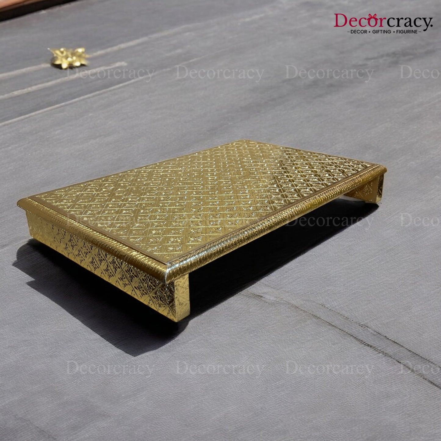 Rajwadi Patla Chowki for Pooja 12*18" Wooden Golden