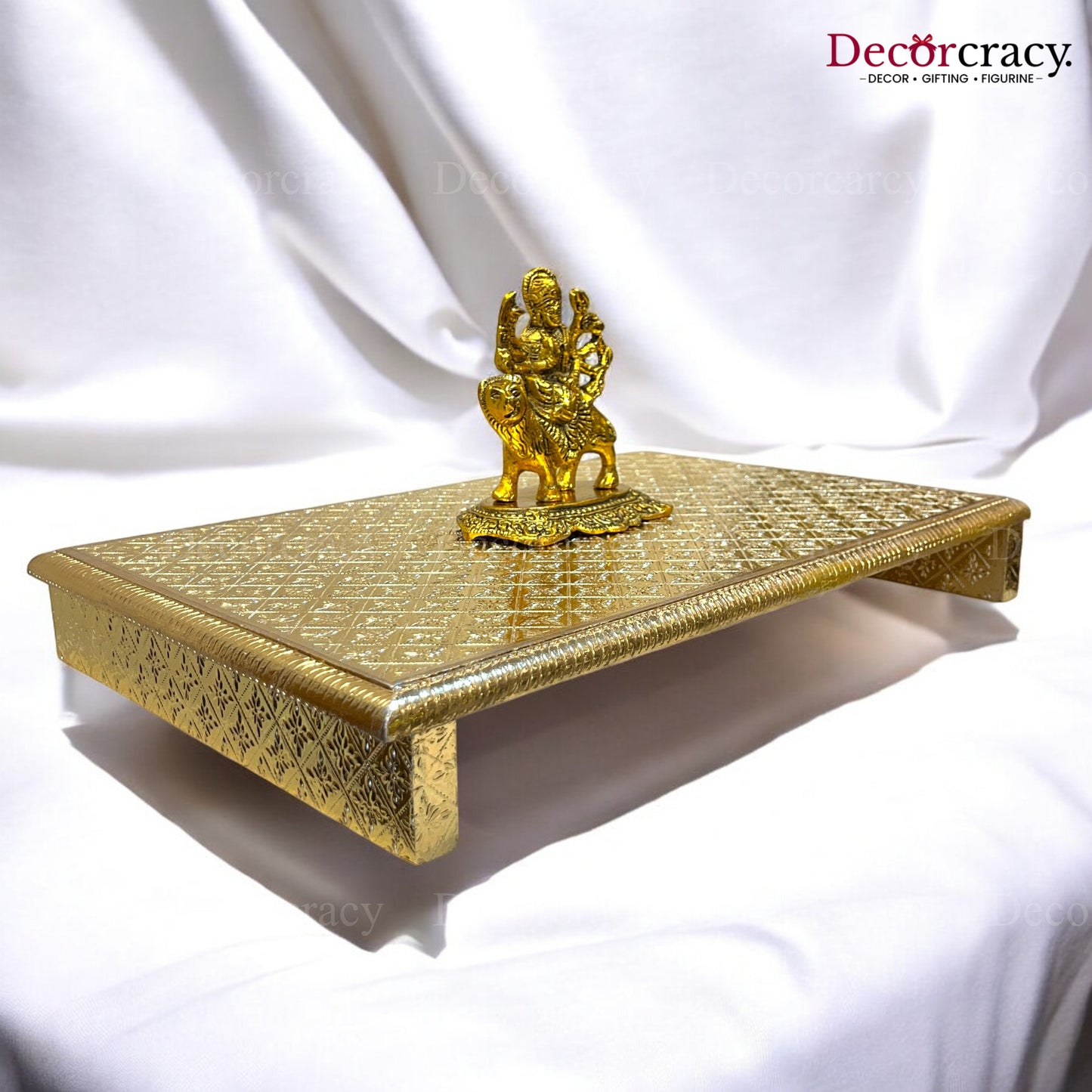 Rajwadi Patla Chowki for Pooja 12*18" Wooden Golden