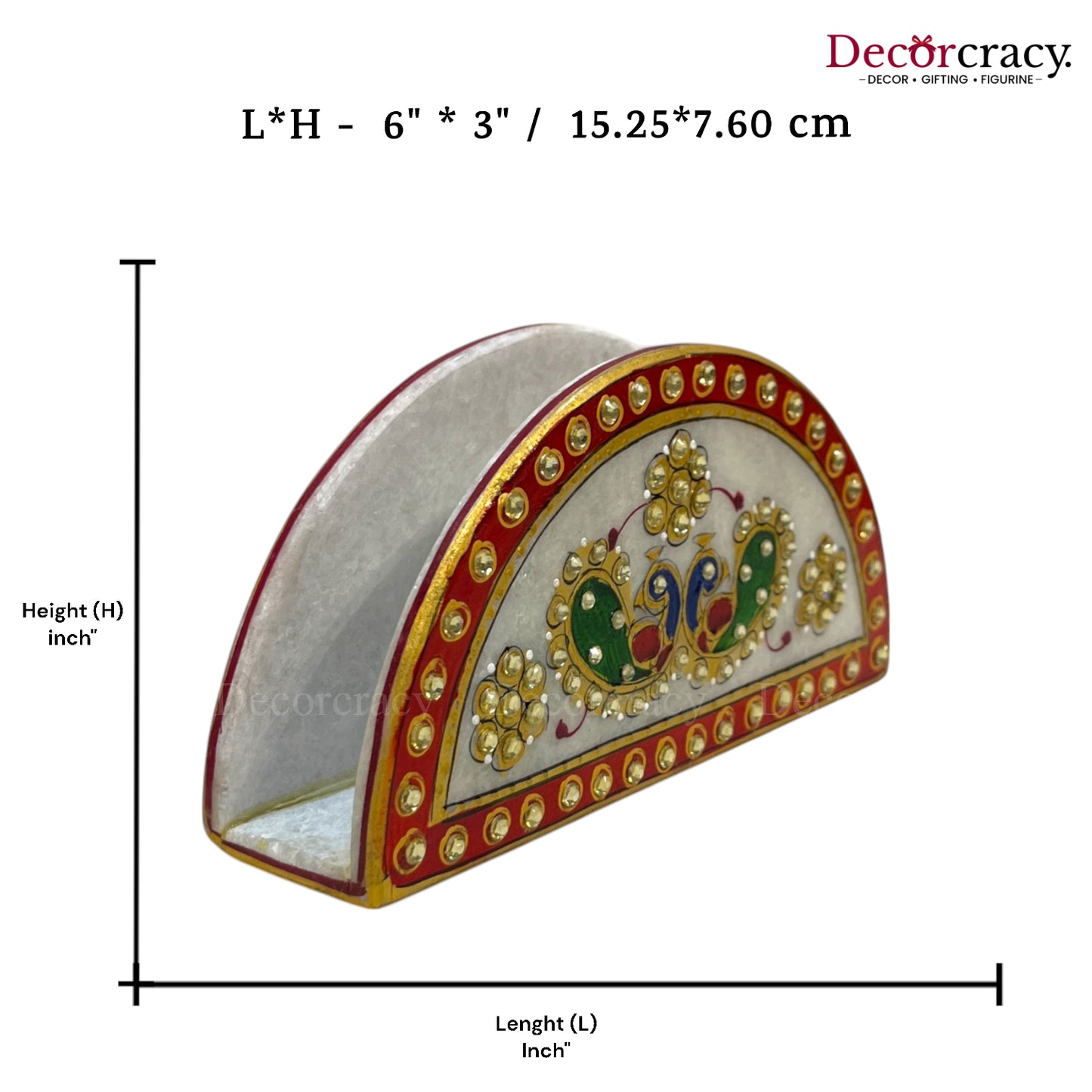 Rajasthani Marble Tissue Napkin Holder Meenakari for Dining Table