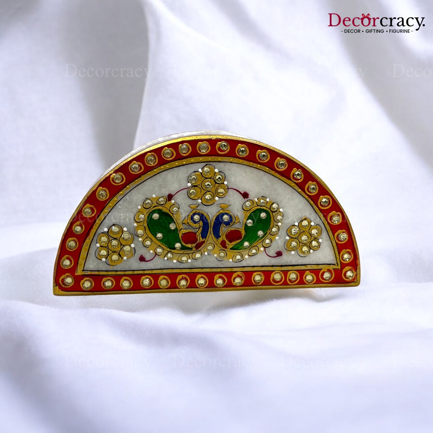 Rajasthani Marble Tissue Napkin Holder Meenakari for Dining Table