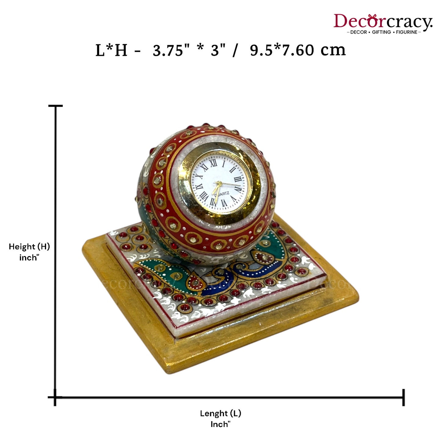 Rajasthani Marble Table Clock Meenakari
