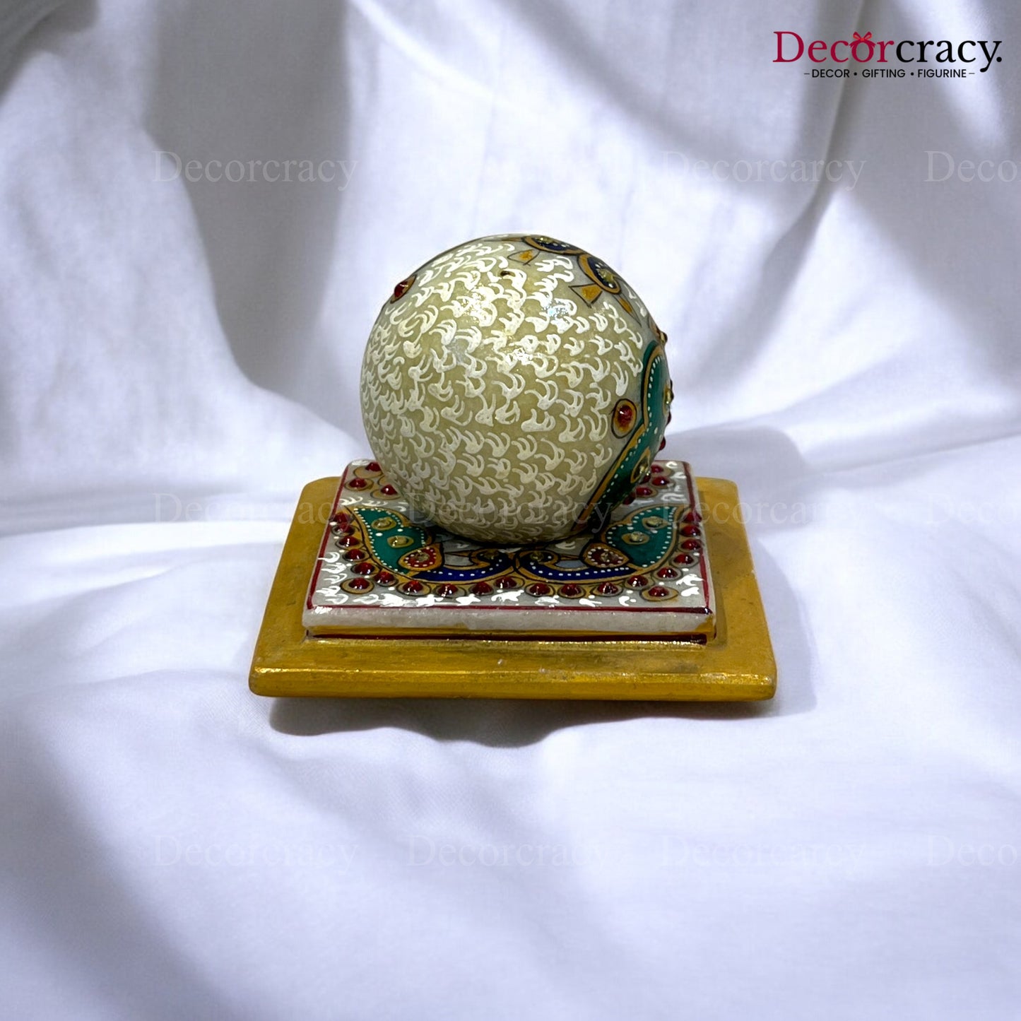 Rajasthani Marble Table Clock Meenakari