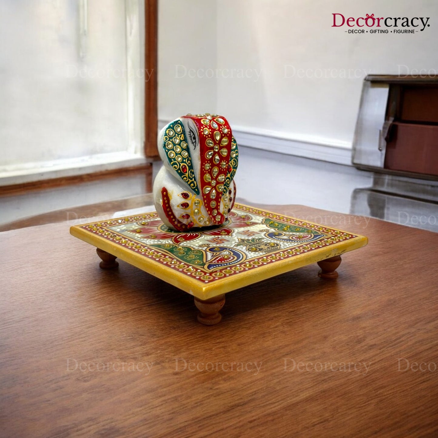 Rajasthani Marble Chowki Ganesh Meenakari
