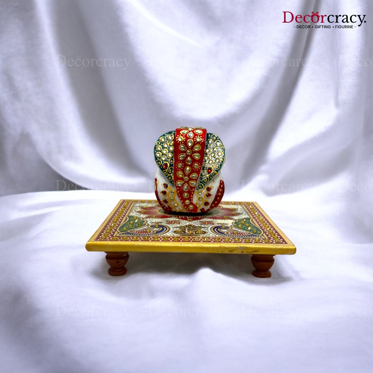 Rajasthani Marble Chowki Ganesh Meenakari