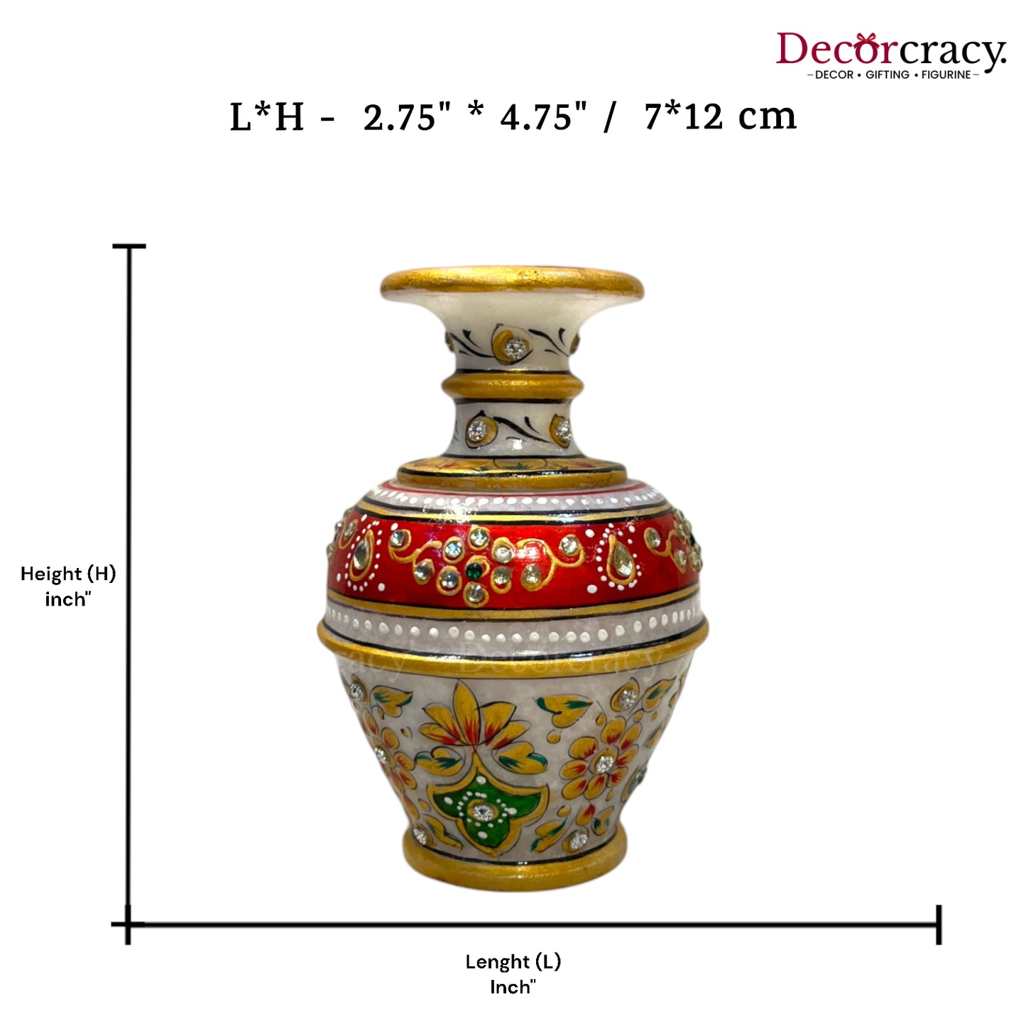 Rajasthani Marble Vase Meenakari 5"