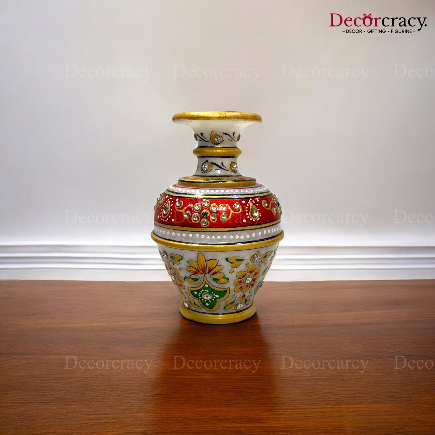 Rajasthani Marble Vase Meenakari 5"
