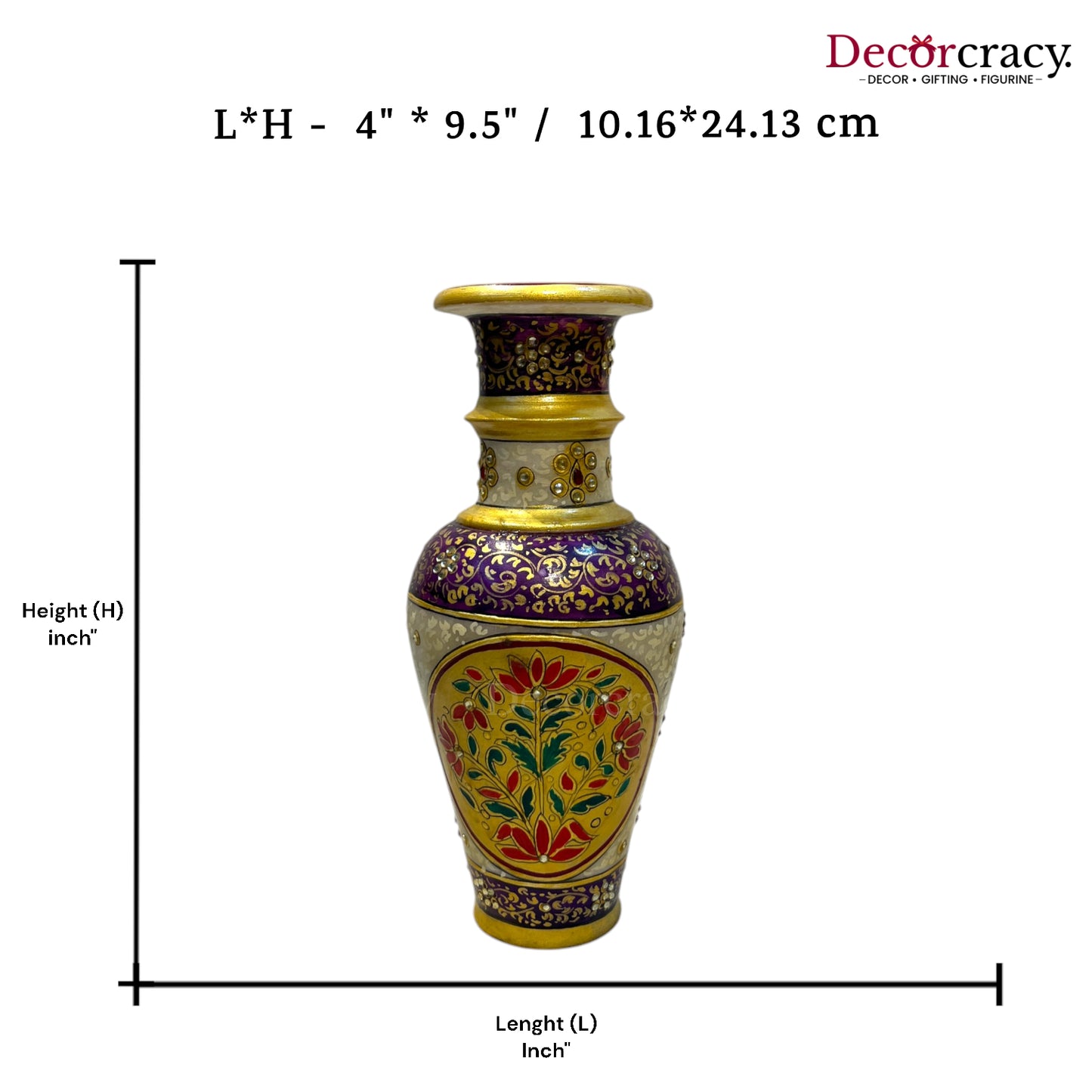 Rajasthani Marble Vase Meenakari 10"