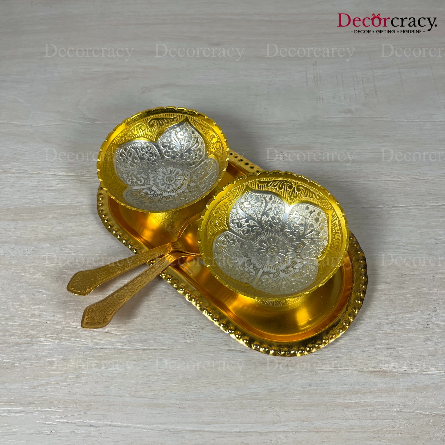 Gold Plated Bowl Metal Set Velvet Box