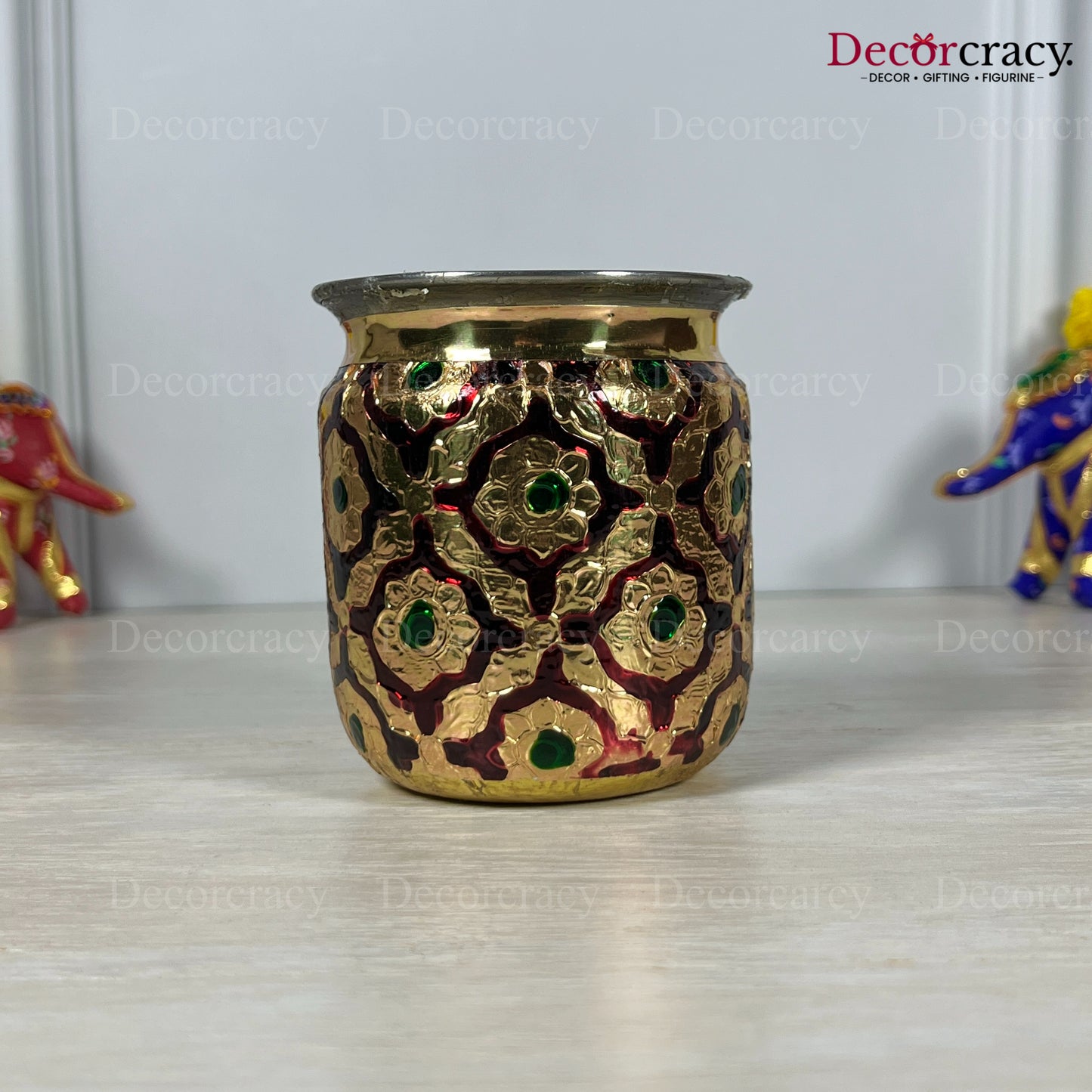 Kalash Lota Meenakari Steel Utensil Pooja Medium