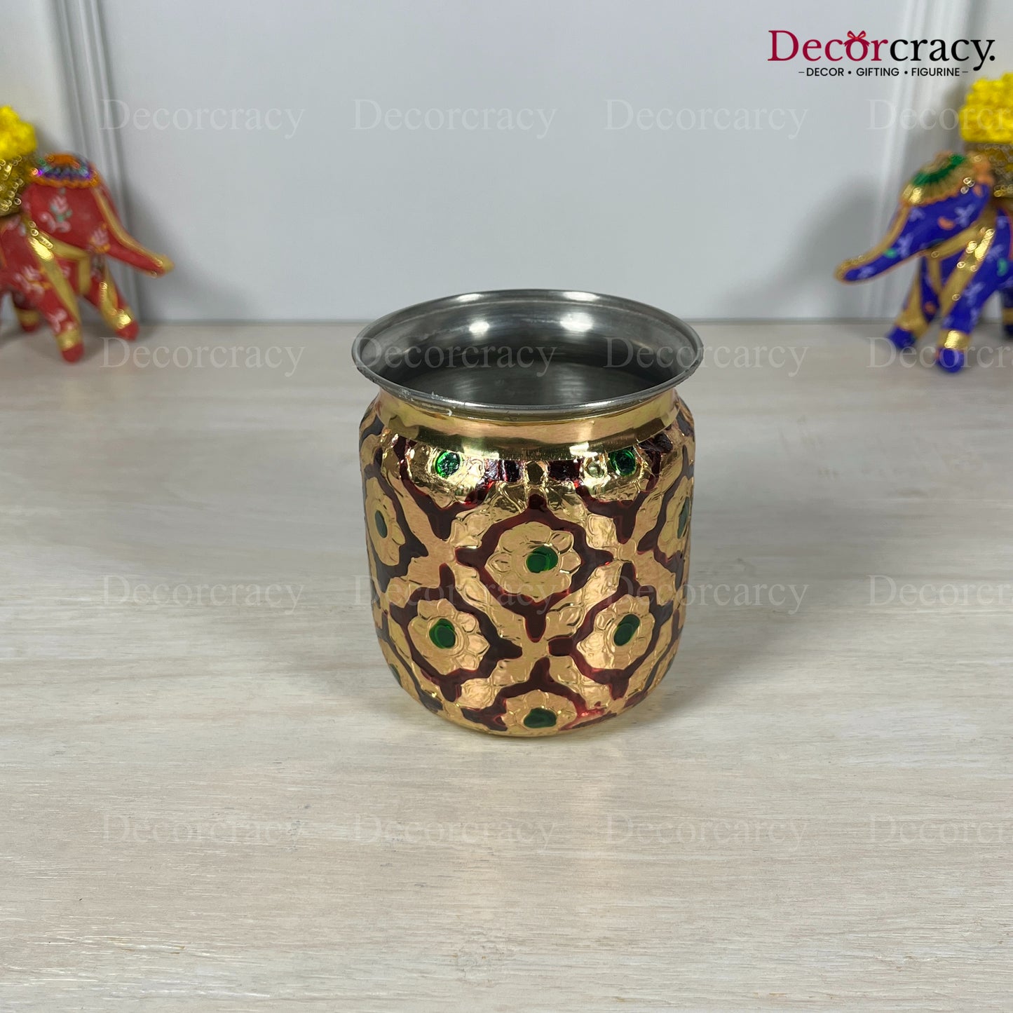 Kalash Lota Meenakari Steel Utensil Pooja Medium