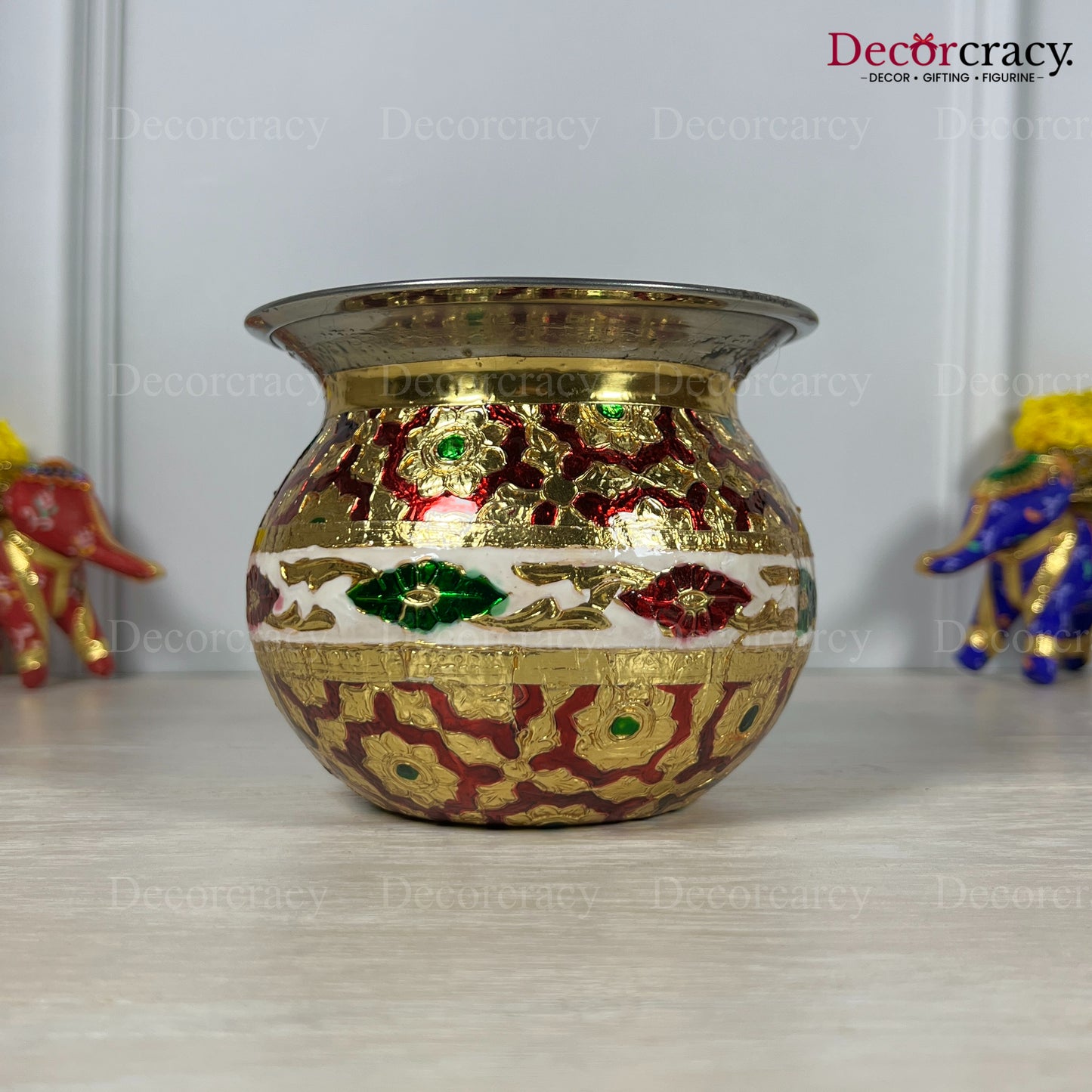 Kalash Lota Meenakari Steel Utensil Pooja Big