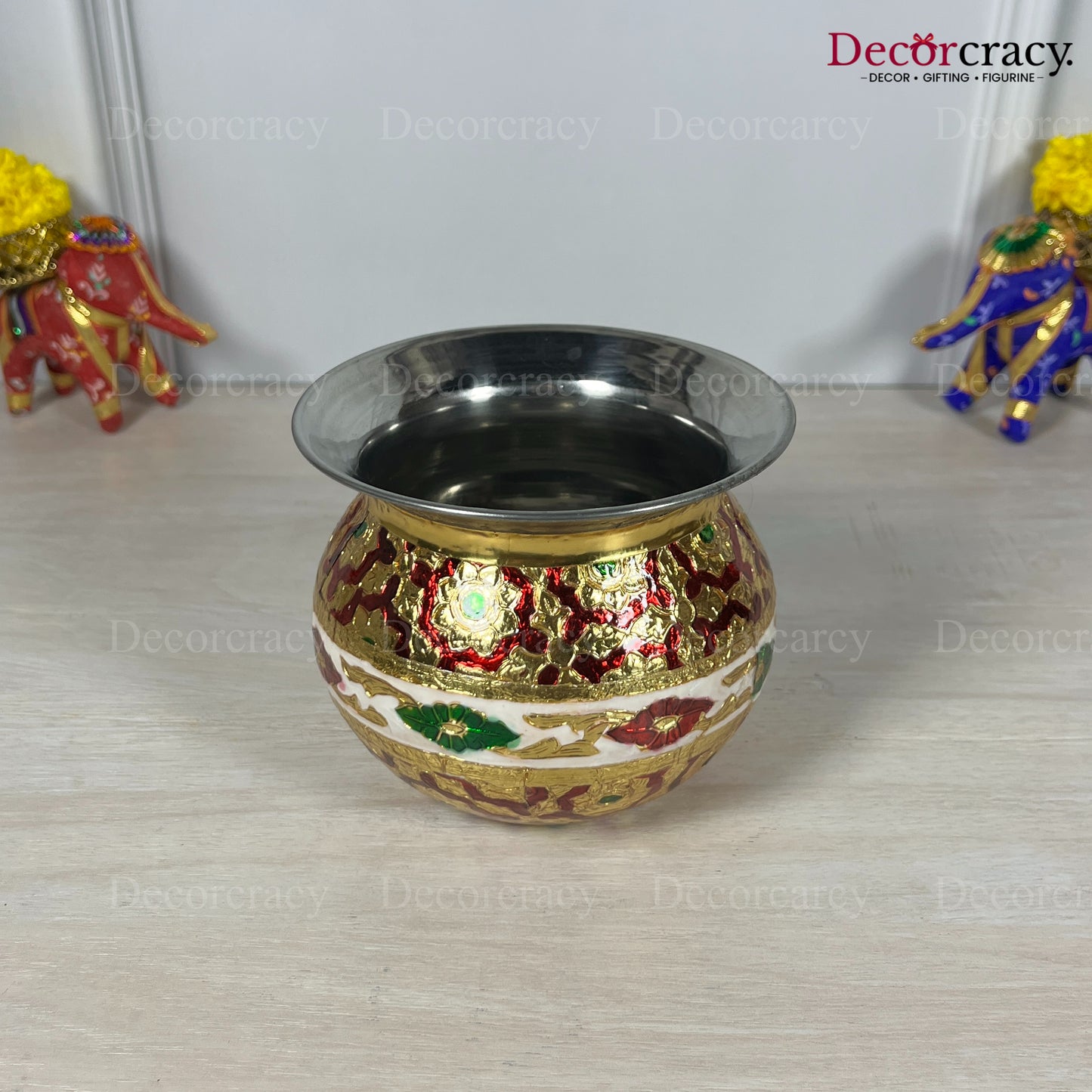 Kalash Lota Meenakari Steel Utensil Pooja Big