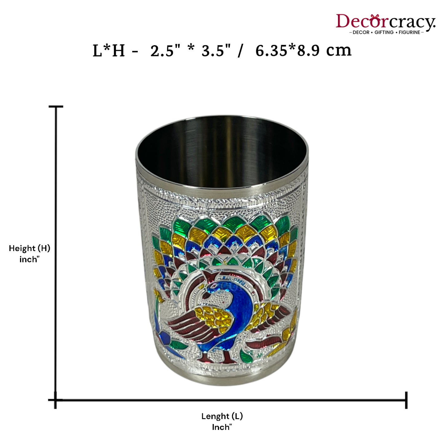 Glass Meenakari Stainless Steel Peacock Design Silver Utensil