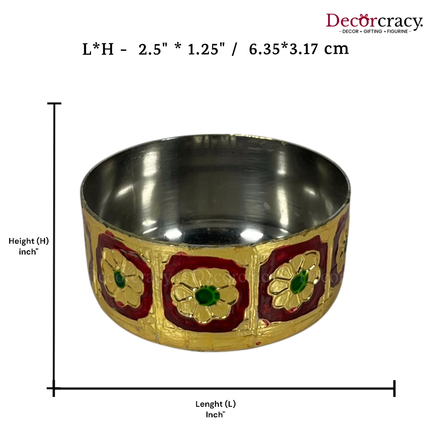 Katori Meenakari Stainless Steel Golden Utensil 3"