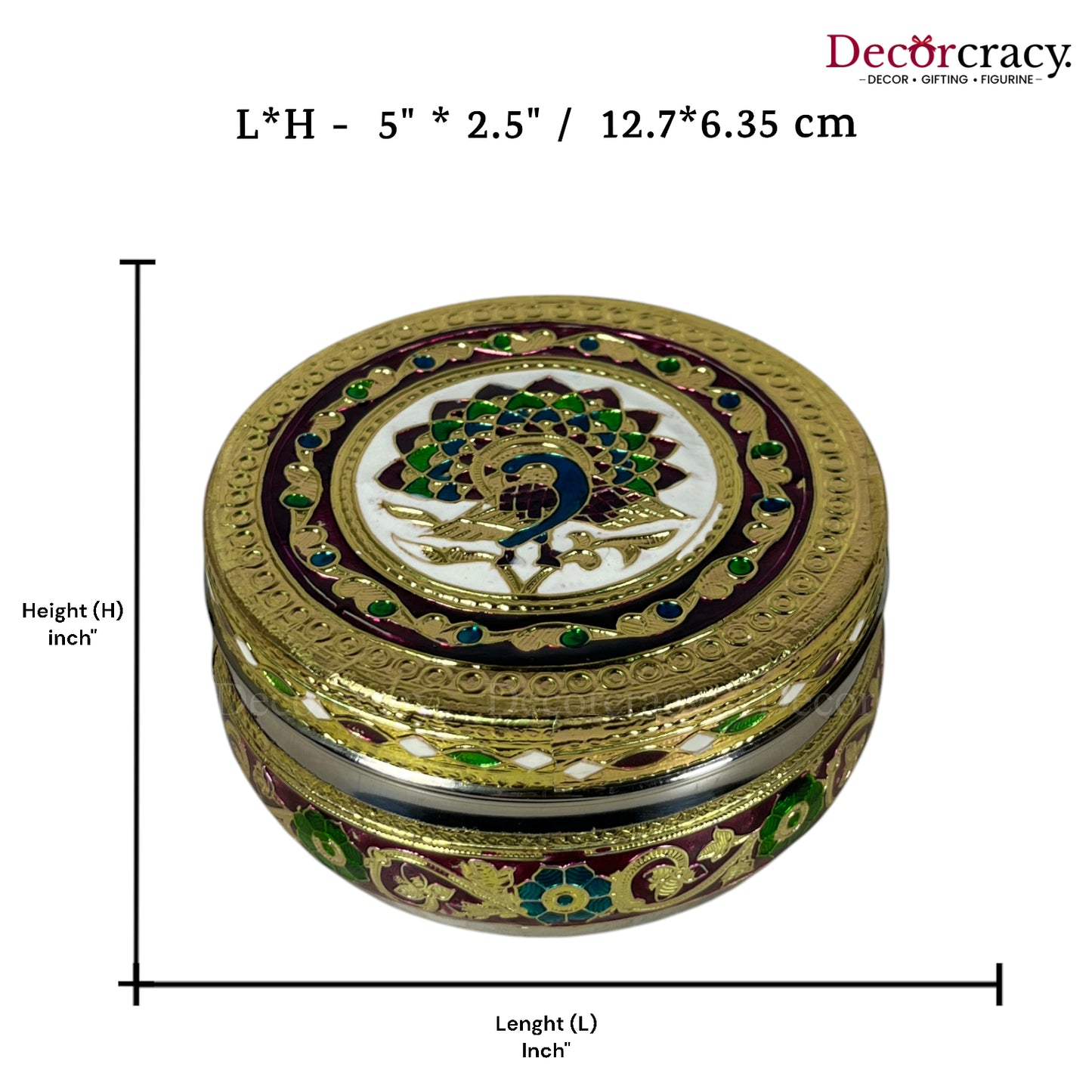 Dabba Box Meenakari Stainless Steel Golden Utensil 5"