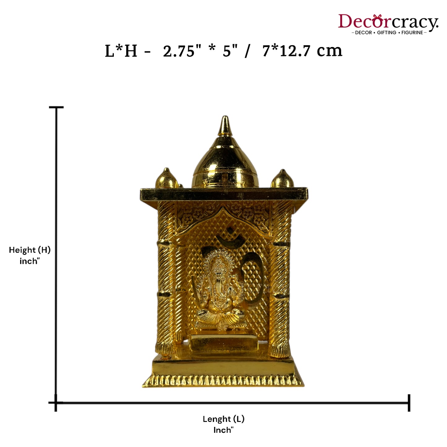 Shree Ganesh Mandir Metal Golden 5"