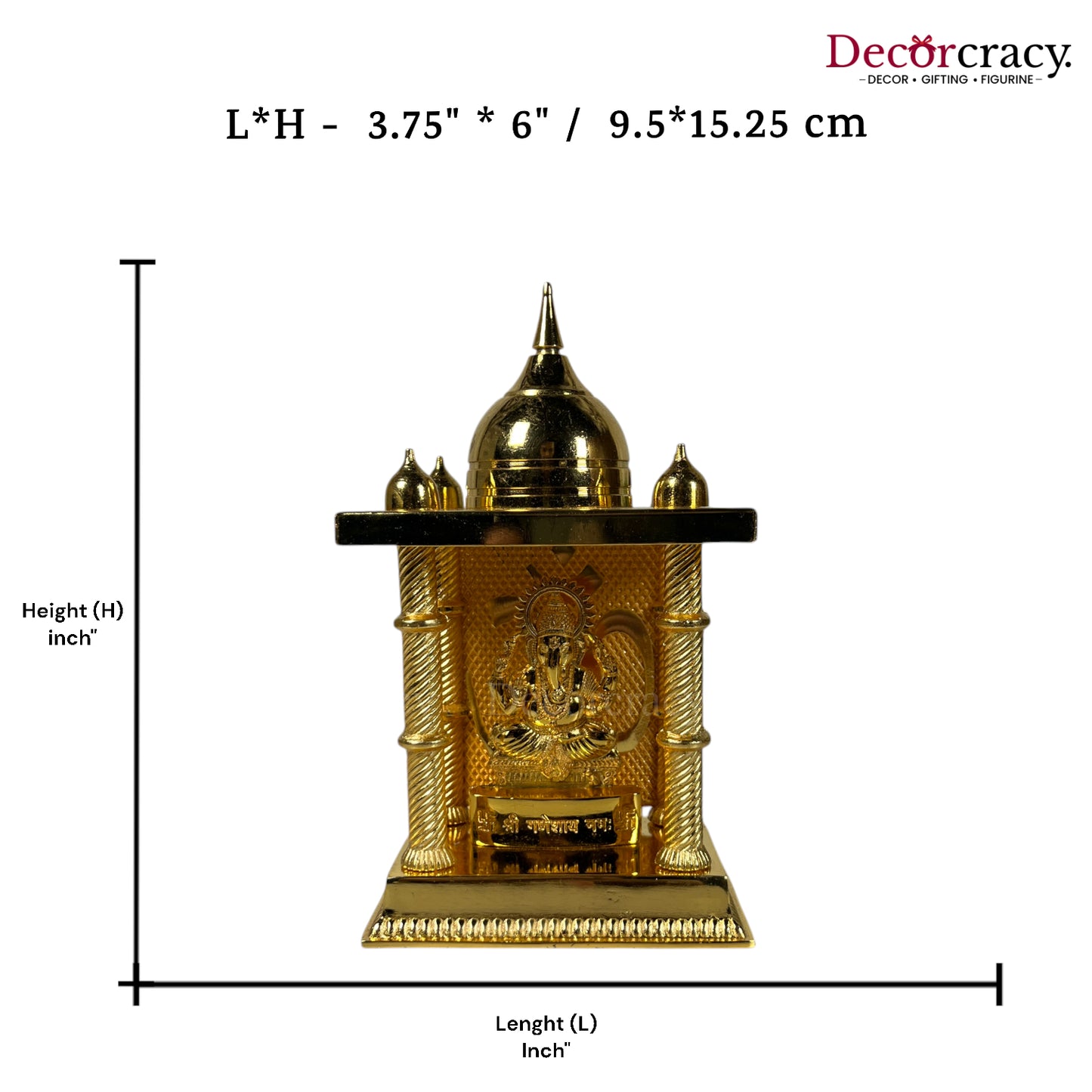 Shree Ganesh Mandir Metal Golden 6"