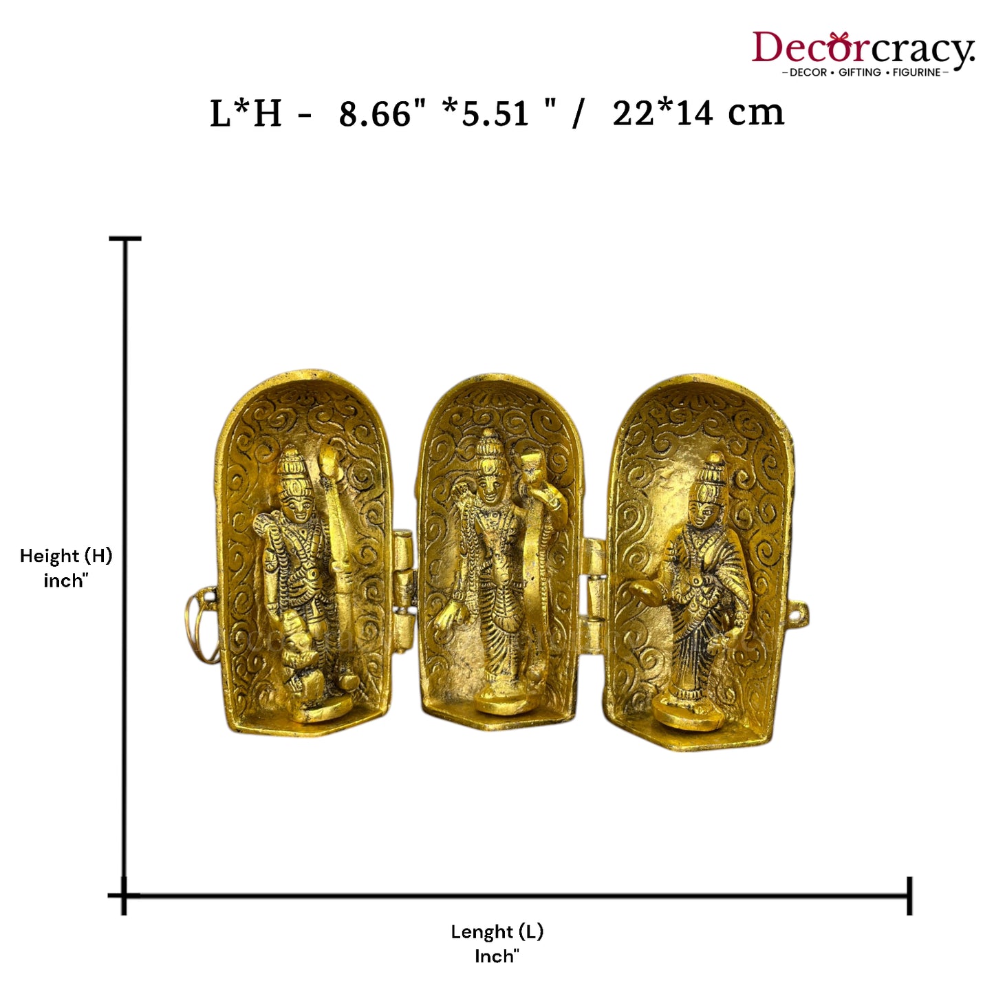 Shree Ram Darbar Round Folding Capsule Metal golden