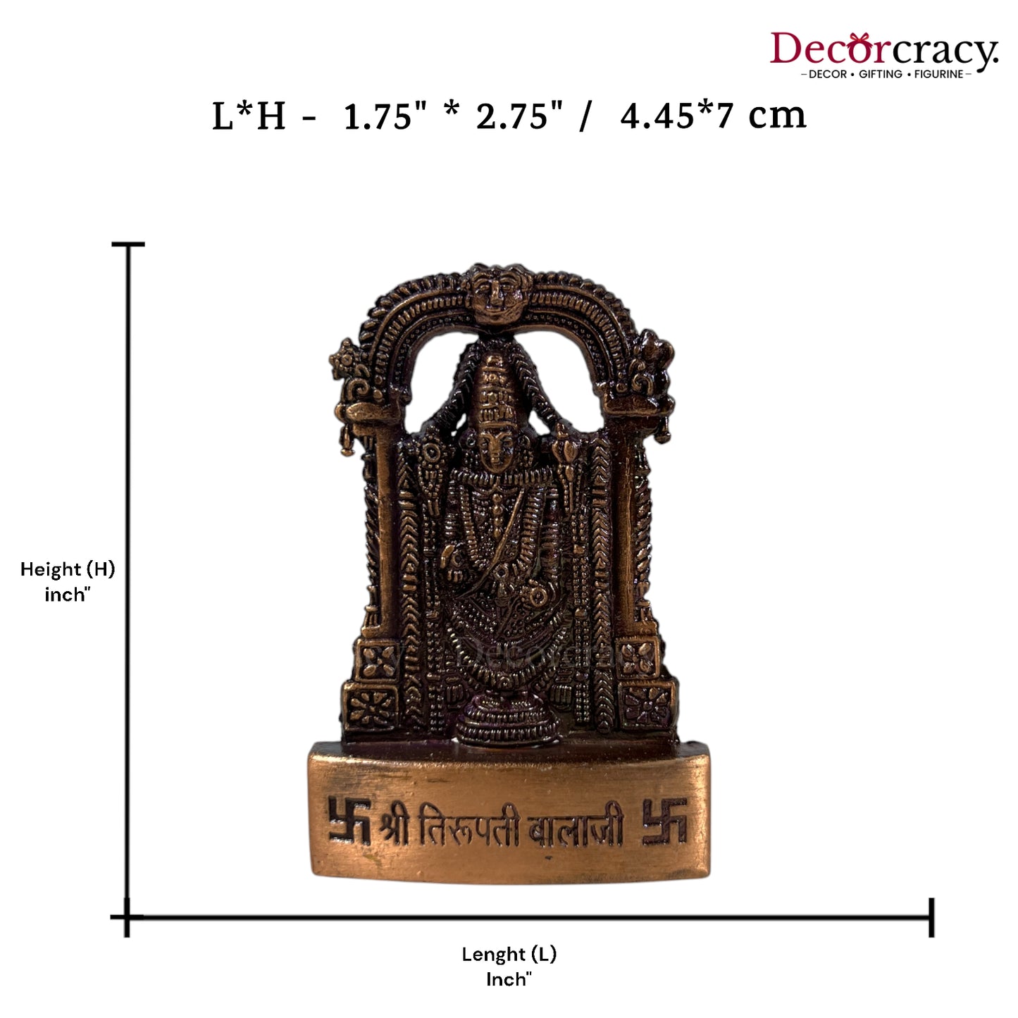Tirupati Balaji Antique Copper Metal God SP Idol