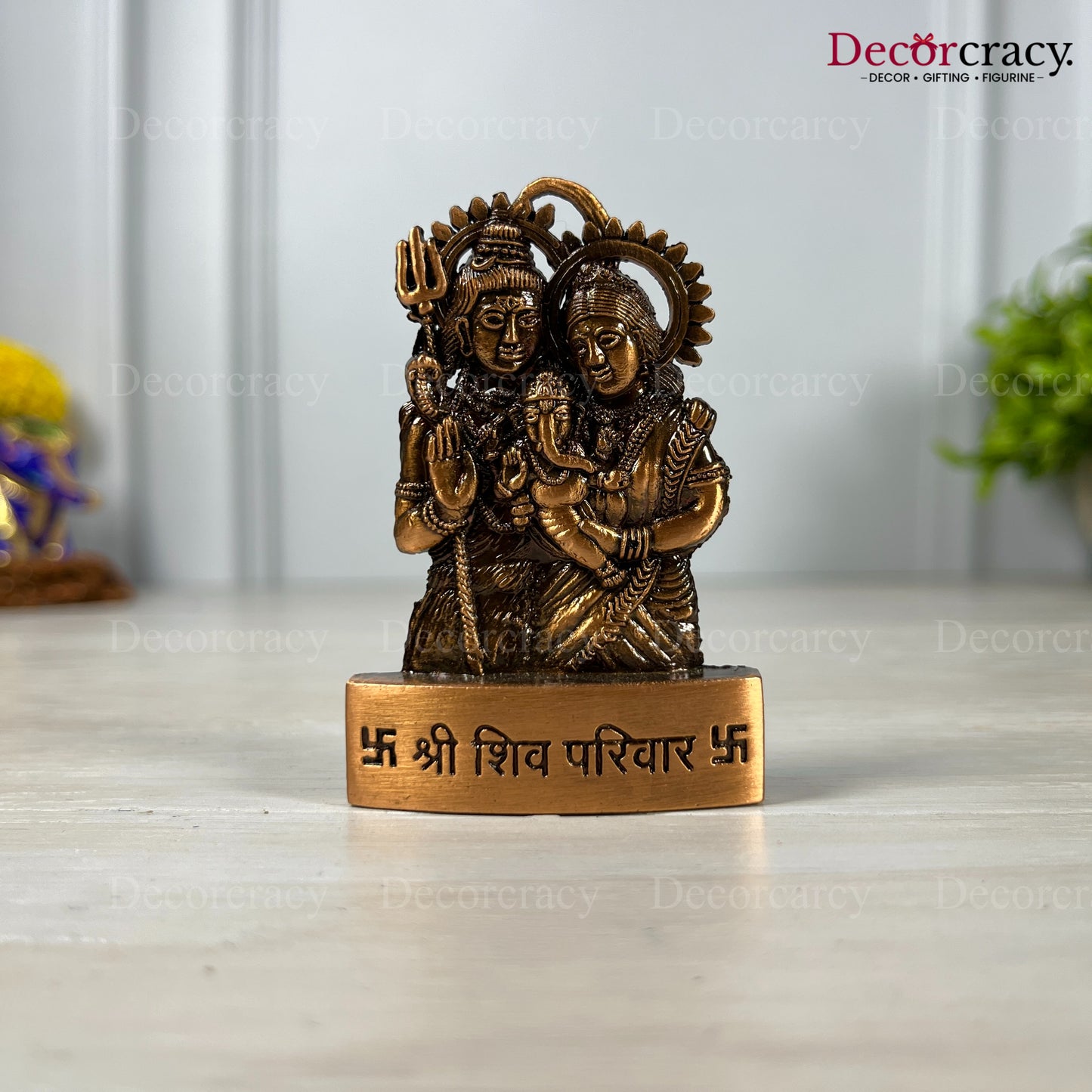 Shree Shiv Parivar Antique Copper Metal God SP Idol