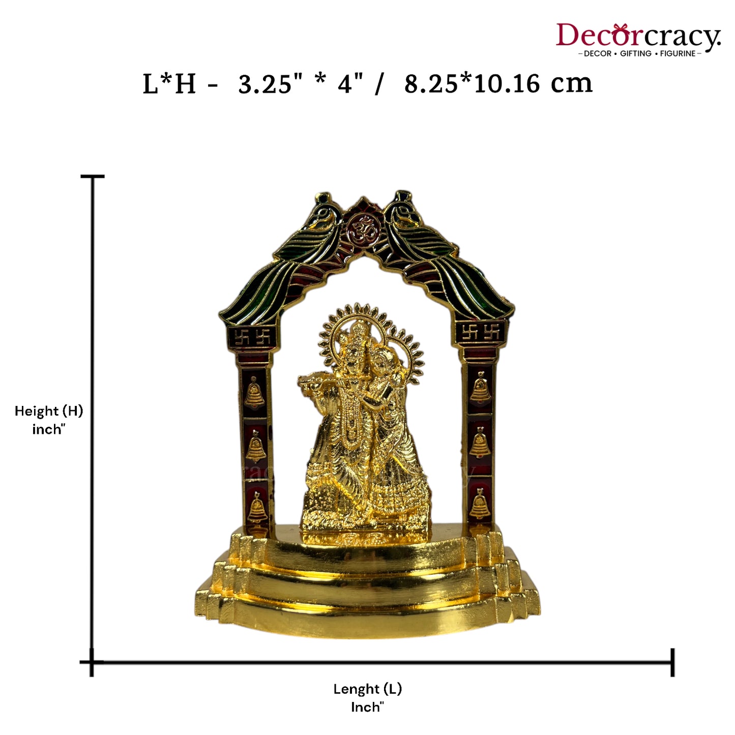 Shree Radha Krishna Peacock Mehraab Golden Metal God SP