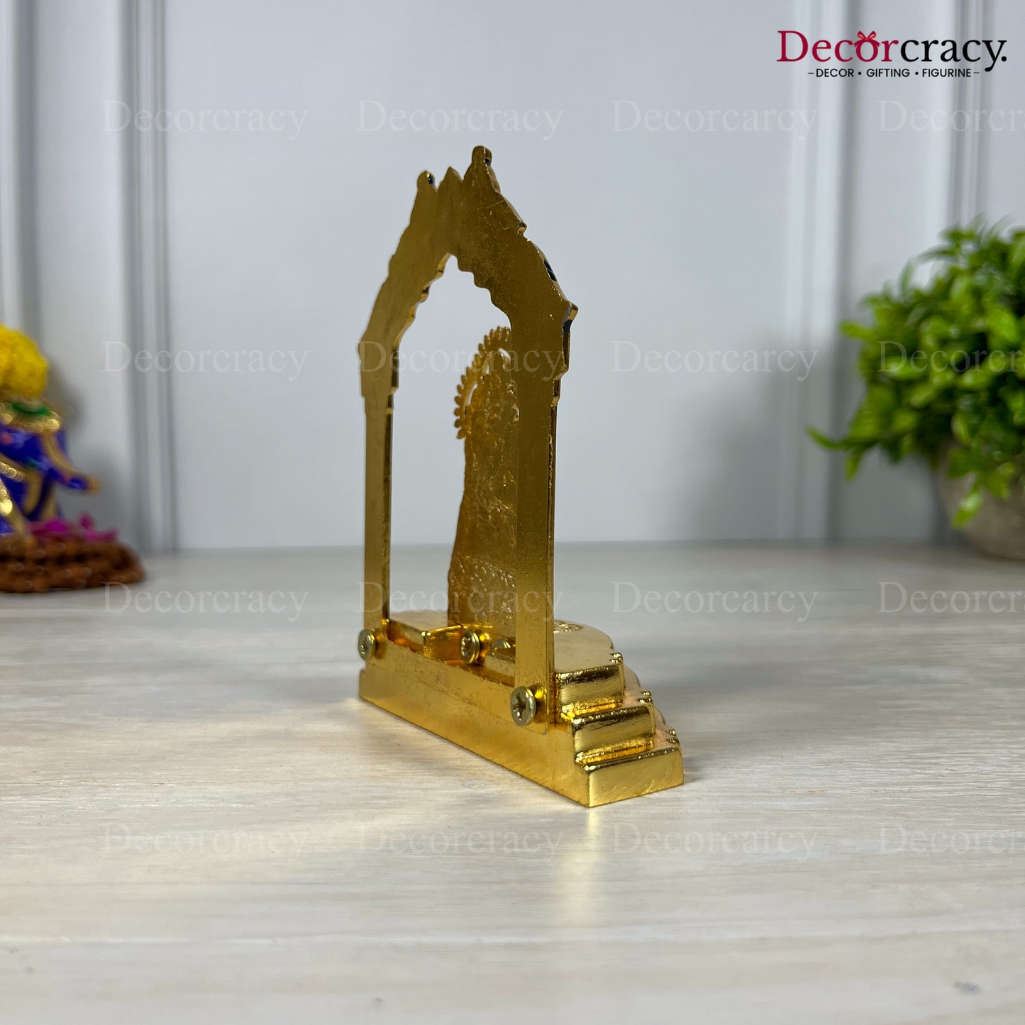 Shree Radha Krishna Peacock Mehraab Golden Metal God SP