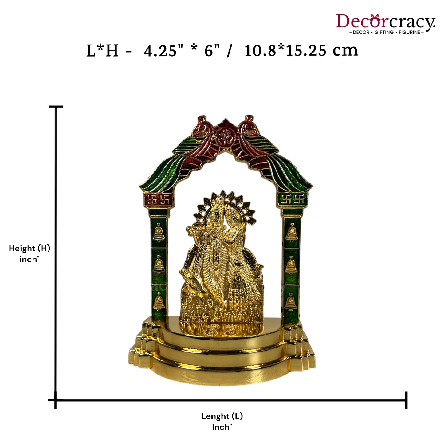 Shree Radha Krishna Peacock Mehraab Golden Metal God SP Idol