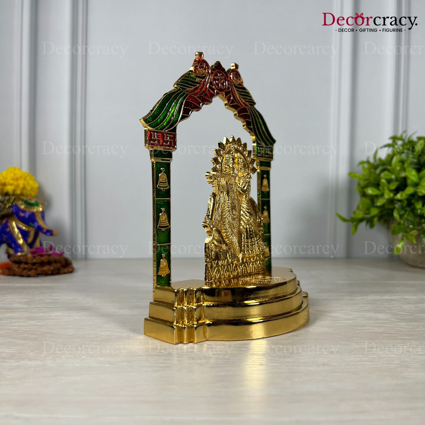 Shree Radha Krishna Peacock Mehraab Golden Metal God SP Idol