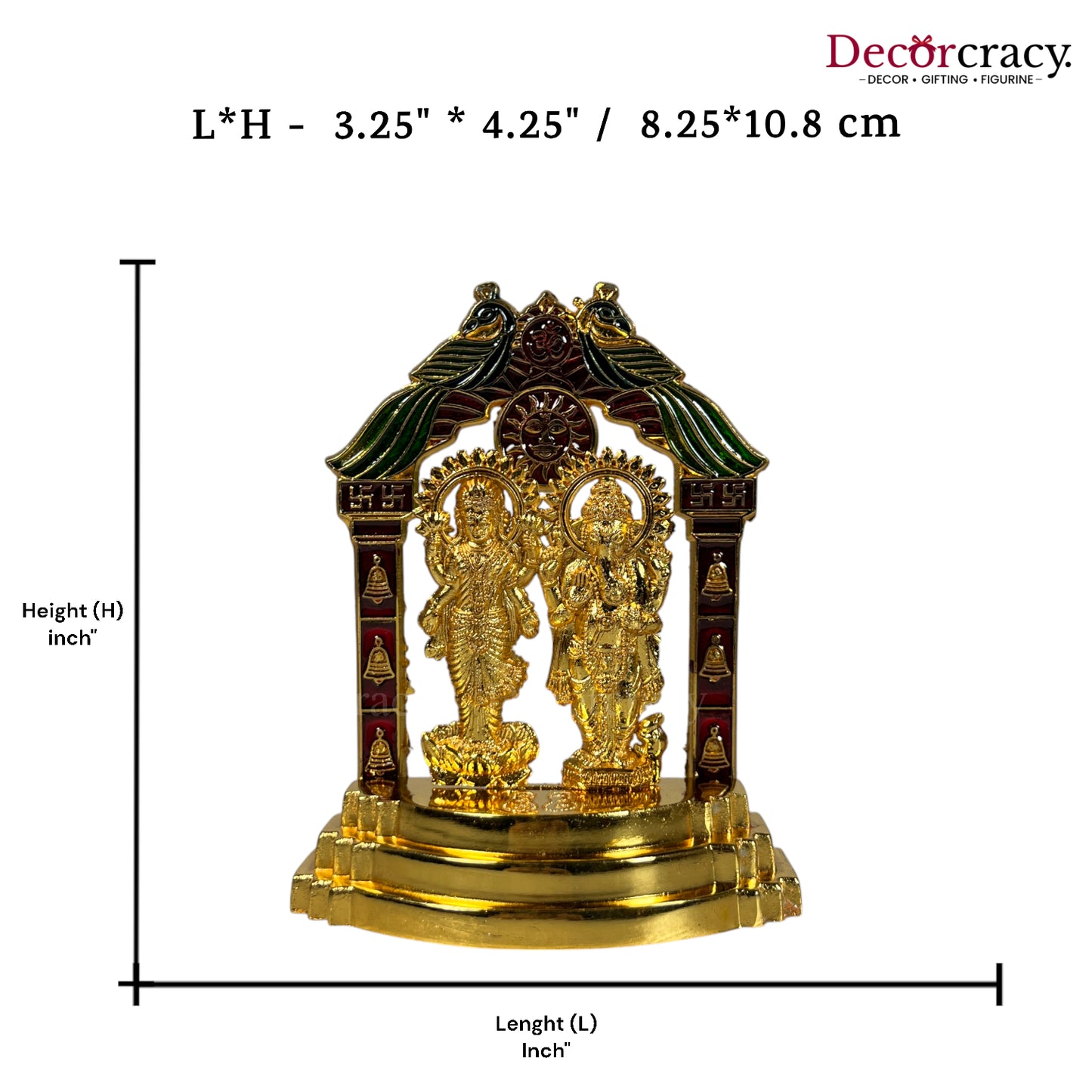 Shree Lakshmi Ganesh Peacock Mehraab Golden Metal God SP Idol