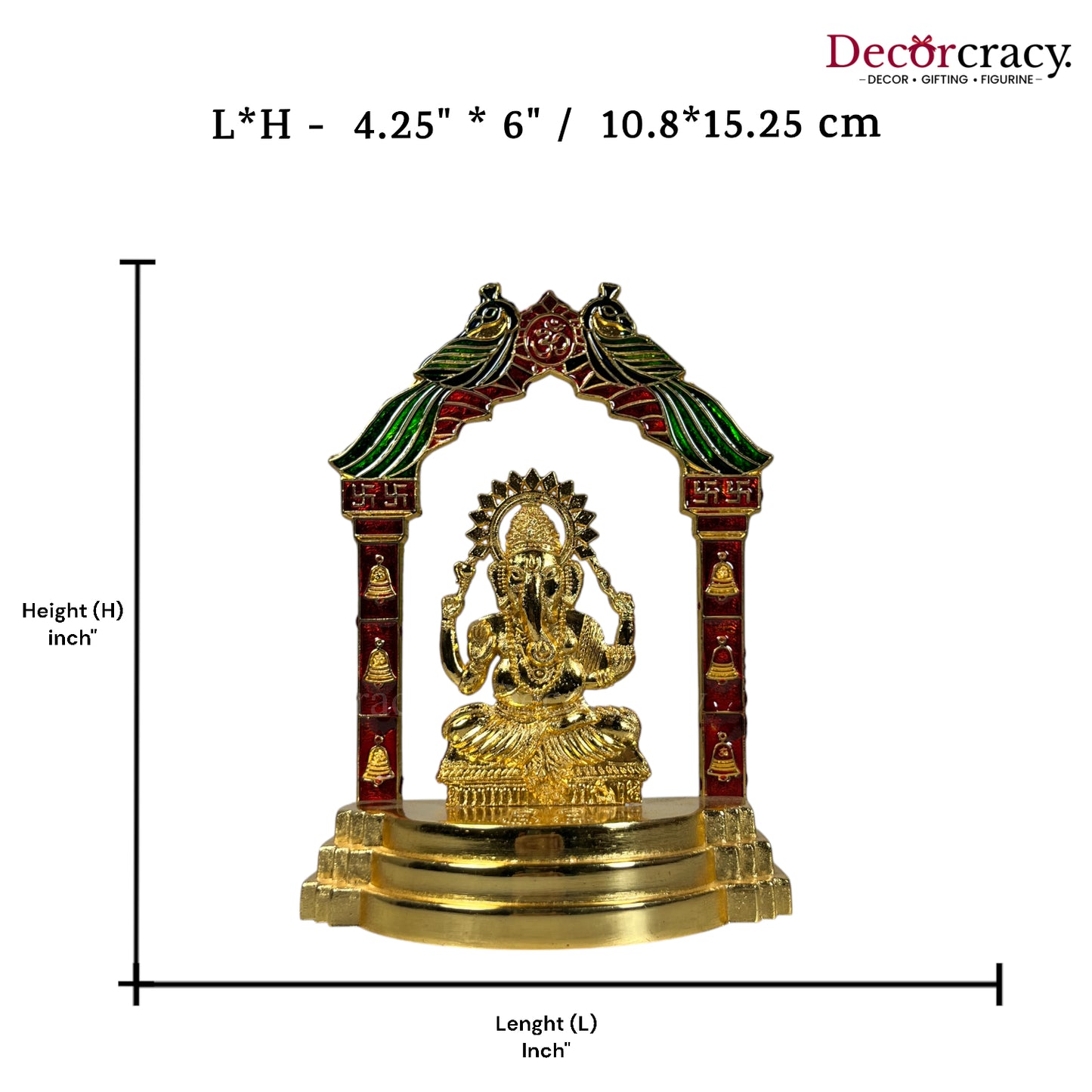 Shree Ganesh Peacock Mehraab Golden Metal God SP Idol