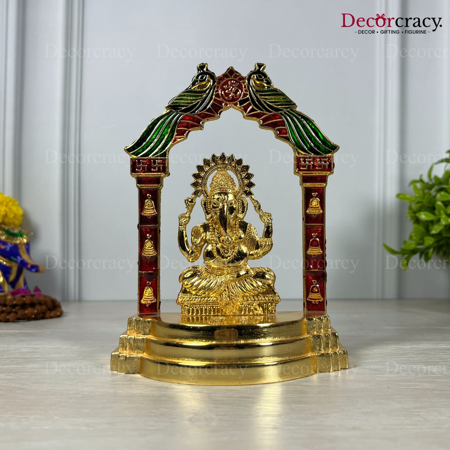 Shree Ganesh Peacock Mehraab Golden Metal God SP Idol