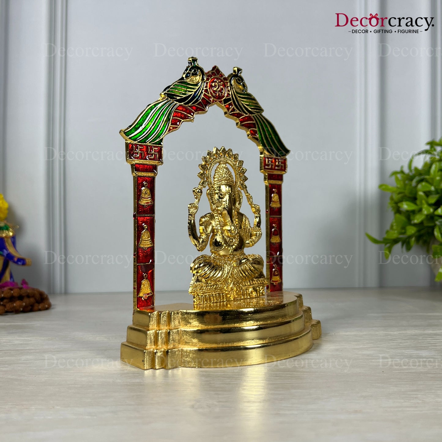 Shree Ganesh Peacock Mehraab Golden Metal God SP Idol