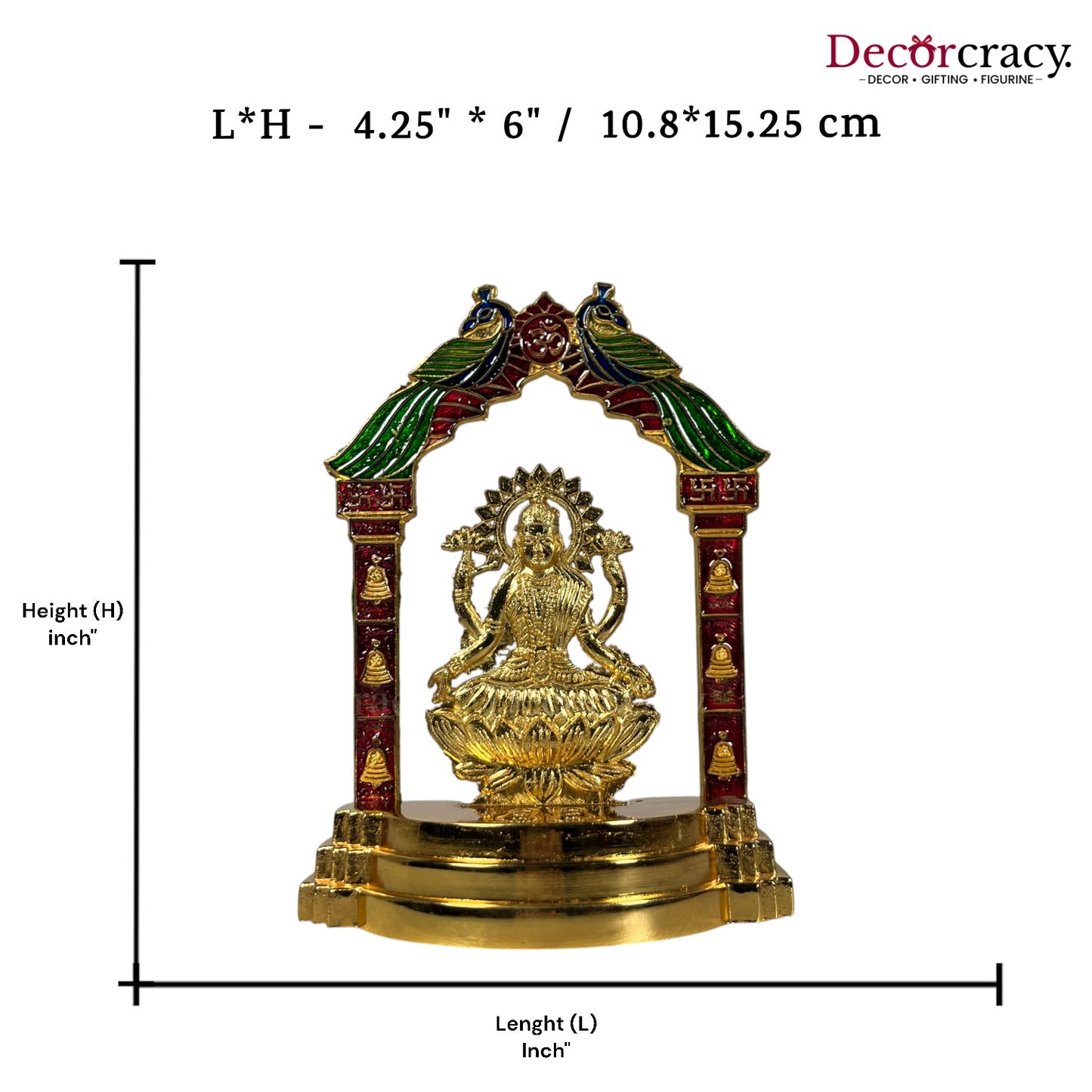 Shree Lakshmi Peacock Mehraab Golden Metal God SP Idol