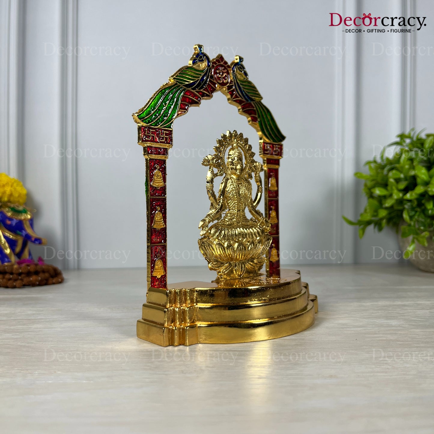 Shree Lakshmi Peacock Mehraab Golden Metal God SP Idol