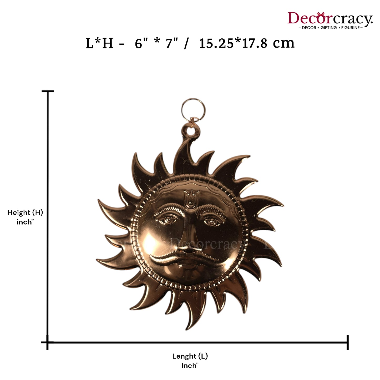 Sooraj Face Wall Hanging Copper Metal SP 6"