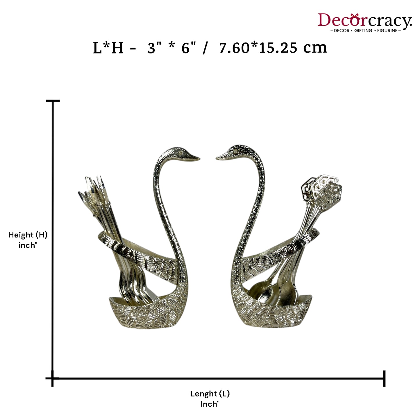 Swan Duck Spoon Fork Stand Set for Dining Table Silver