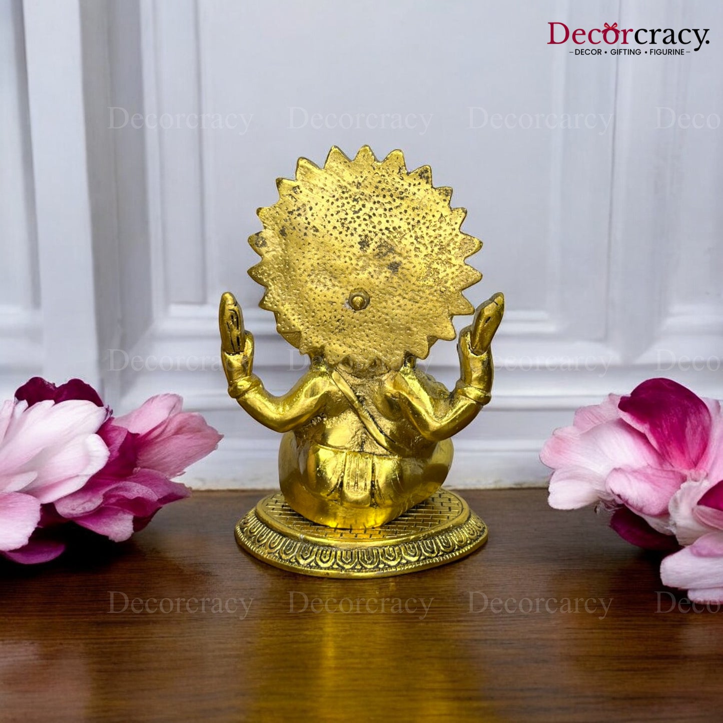 Shree Ganesh Halo Idol Metal golden