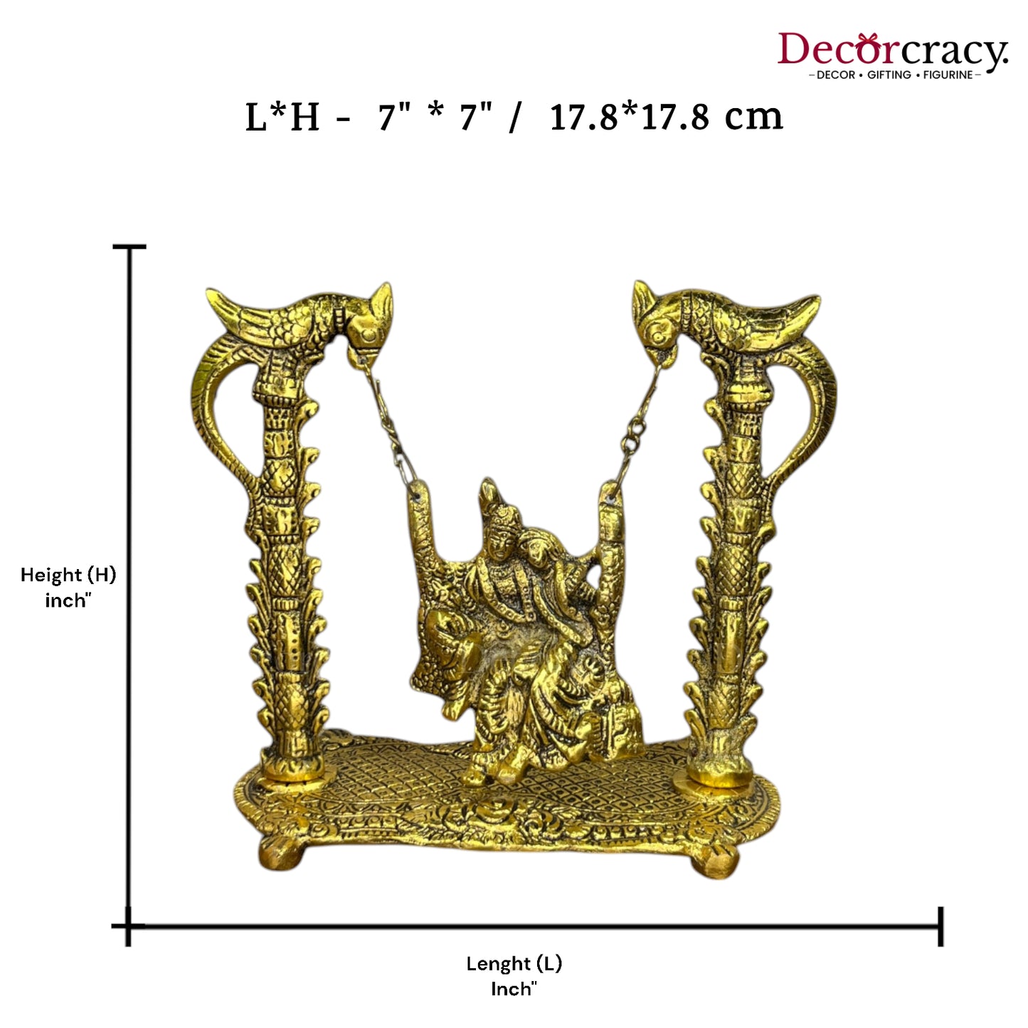 Shree Radha Krishna Peacock Jhula Metal golden