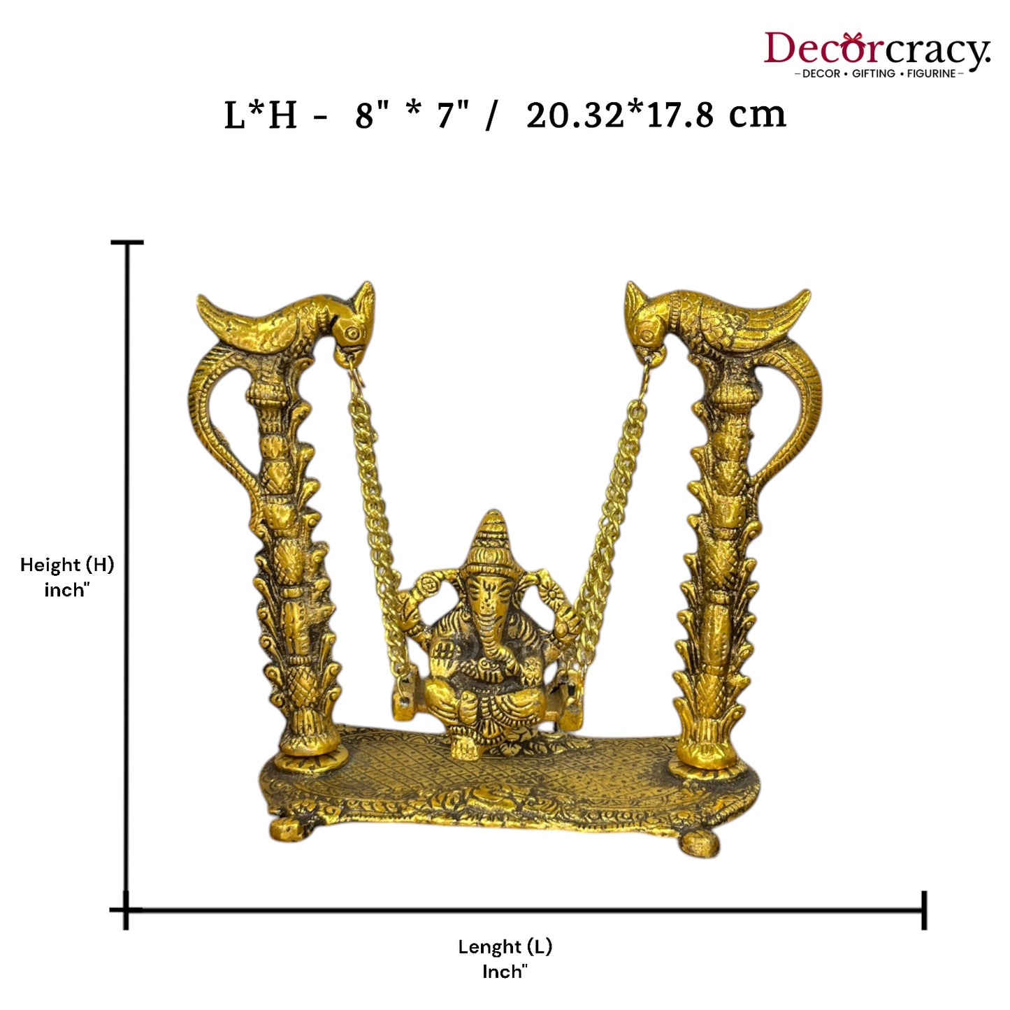 Shree Ganesh Peacock Jhula Metal golden