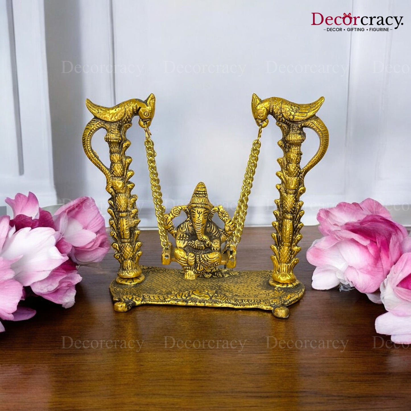 Shree Ganesh Peacock Jhula Metal golden