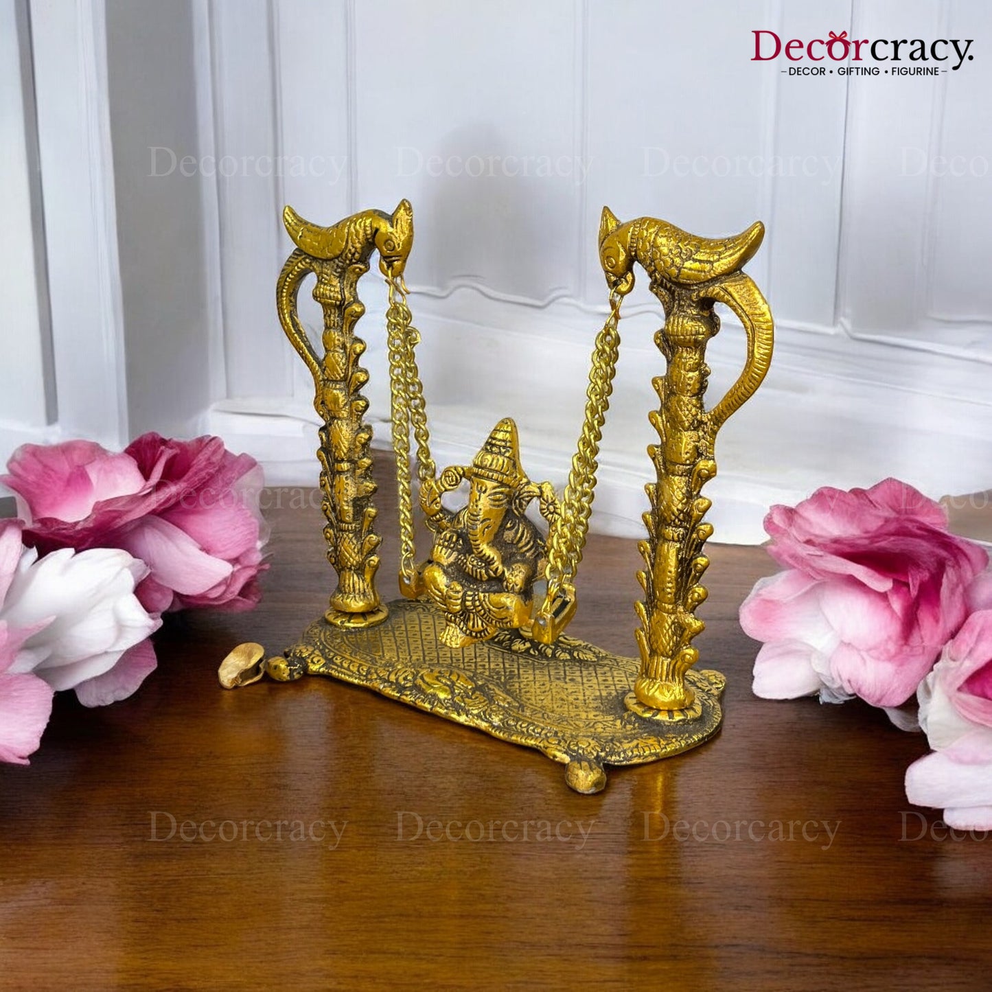 Shree Ganesh Peacock Jhula Metal golden