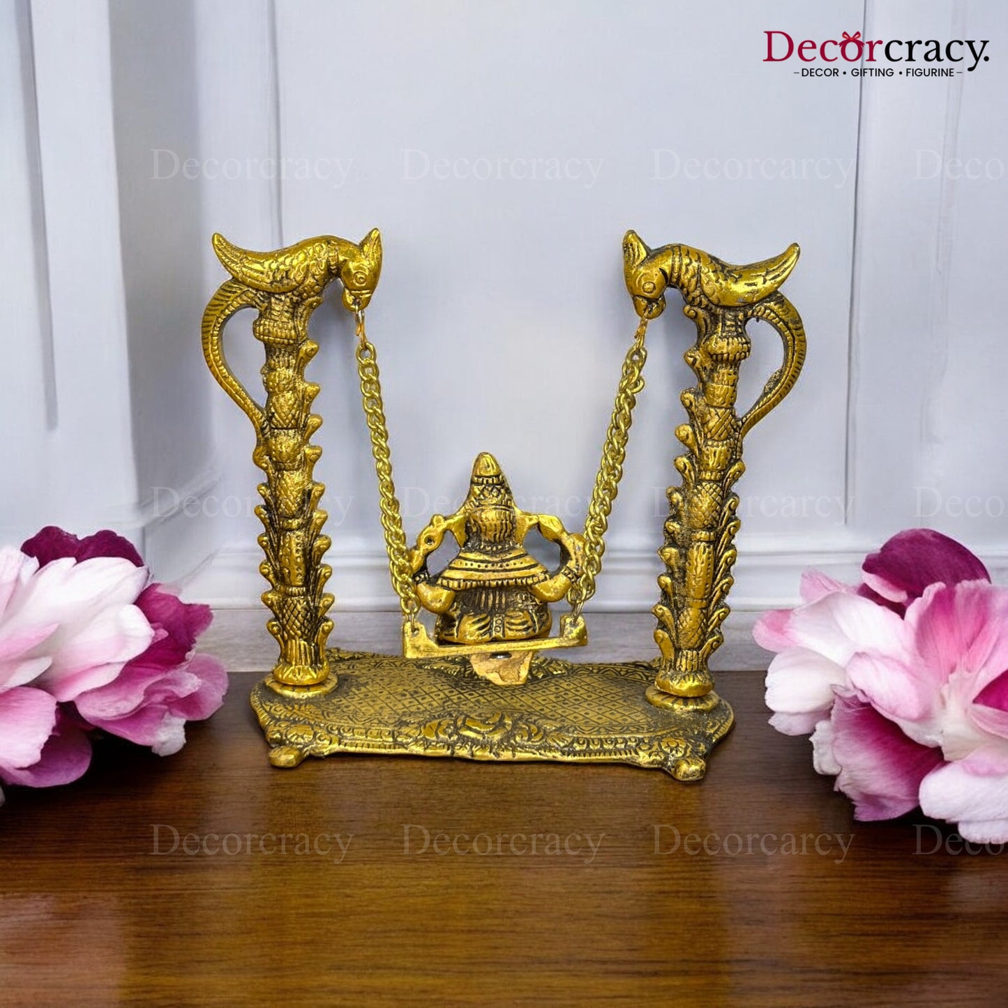 Shree Ganesh Peacock Jhula Metal golden