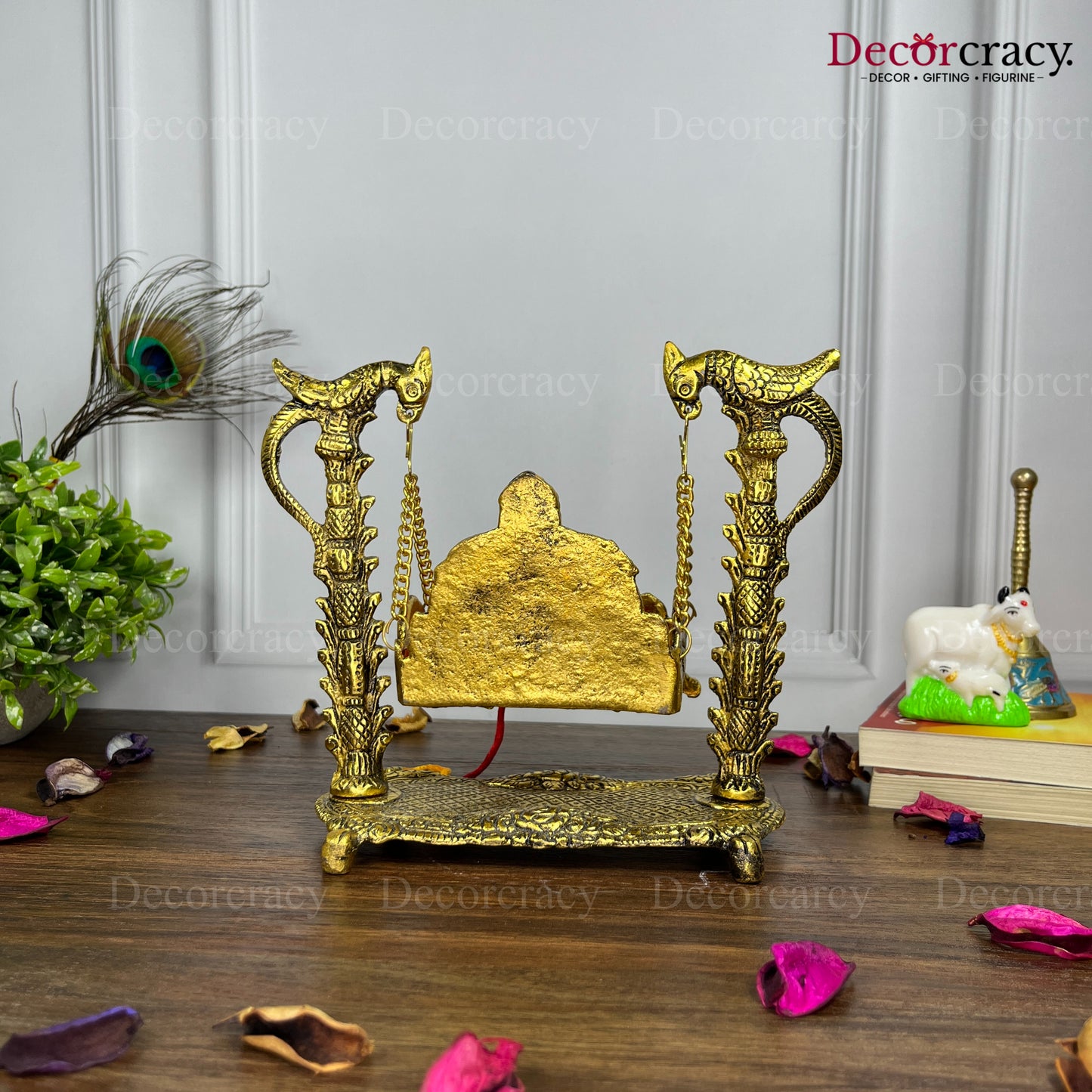 Laddu Gopal Parot Jhula Metal golden