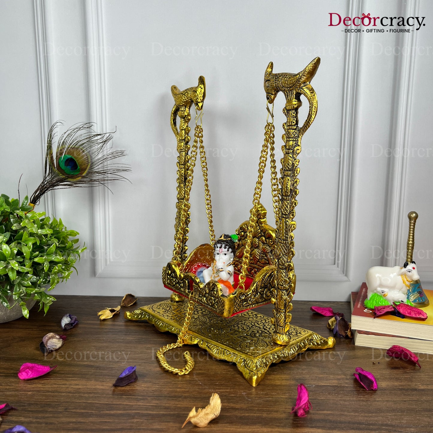 Laddu Gopal Parot Jhula Metal golden