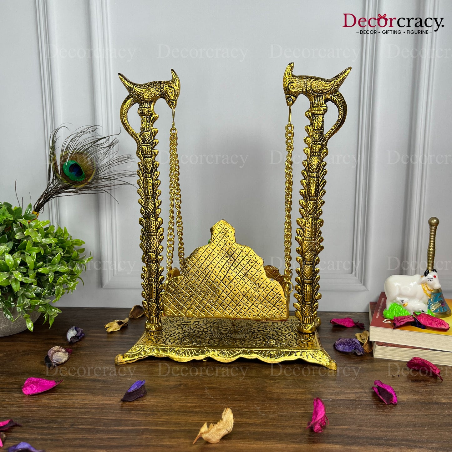 Laddu Gopal Parot Jhula Metal golden