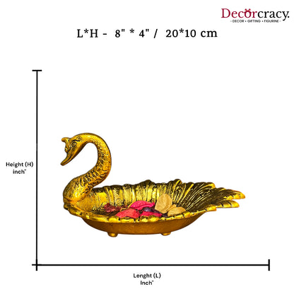 Swan Shaped Dry Fruit Serving Tray Metal golden
